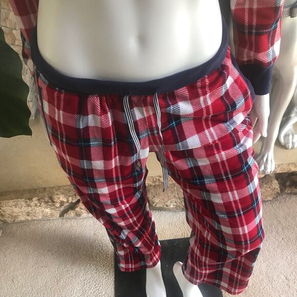 Nautica Red Plaid Fleece Pajama Long Sleeve Top & Bottom Set Women's Size Small - Picture 5 of 7